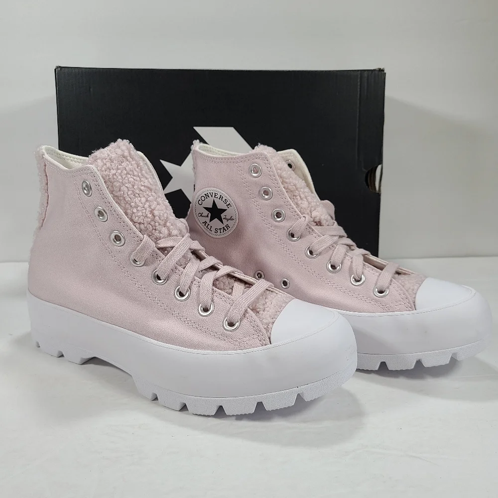 Converse CTAS Lugged Hi Barely Rose White Chunky High Top Sneaker Women Size 9.5 - Picture 1 of 12
